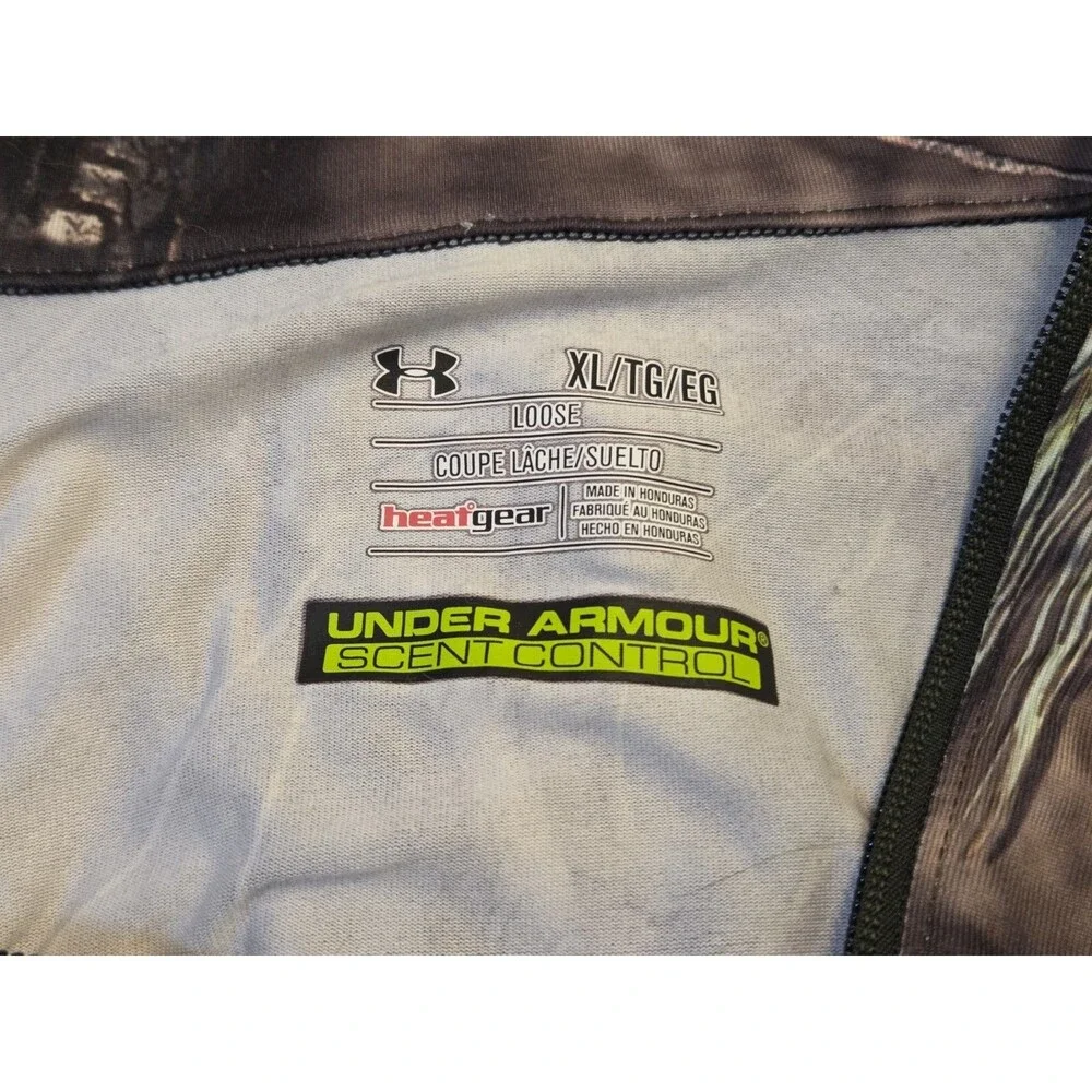 Under Armour Camo 1/4 Zip Pullover Men’s XL HeatGear Scent Control Hunting Mossy - Picture 4 of 8